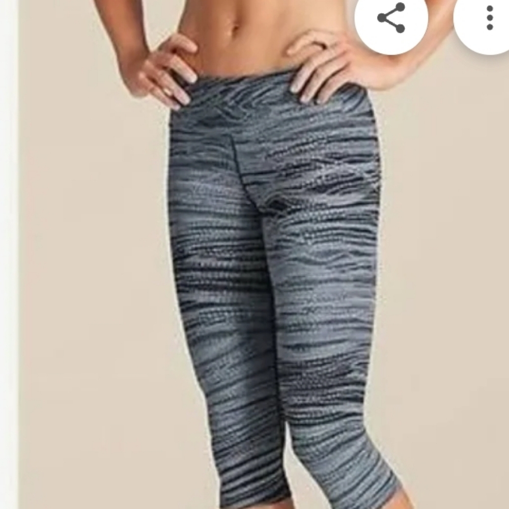 Athleta Stylish Blue Patterned Women's Capri Leggings
